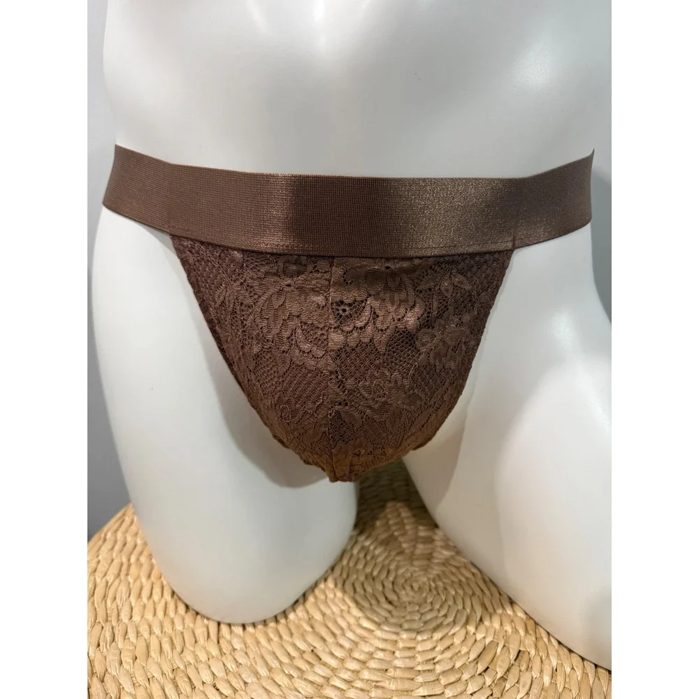 Cosabella Never Say Never Lace Men's Jock Strap DUE Taupe Size S New